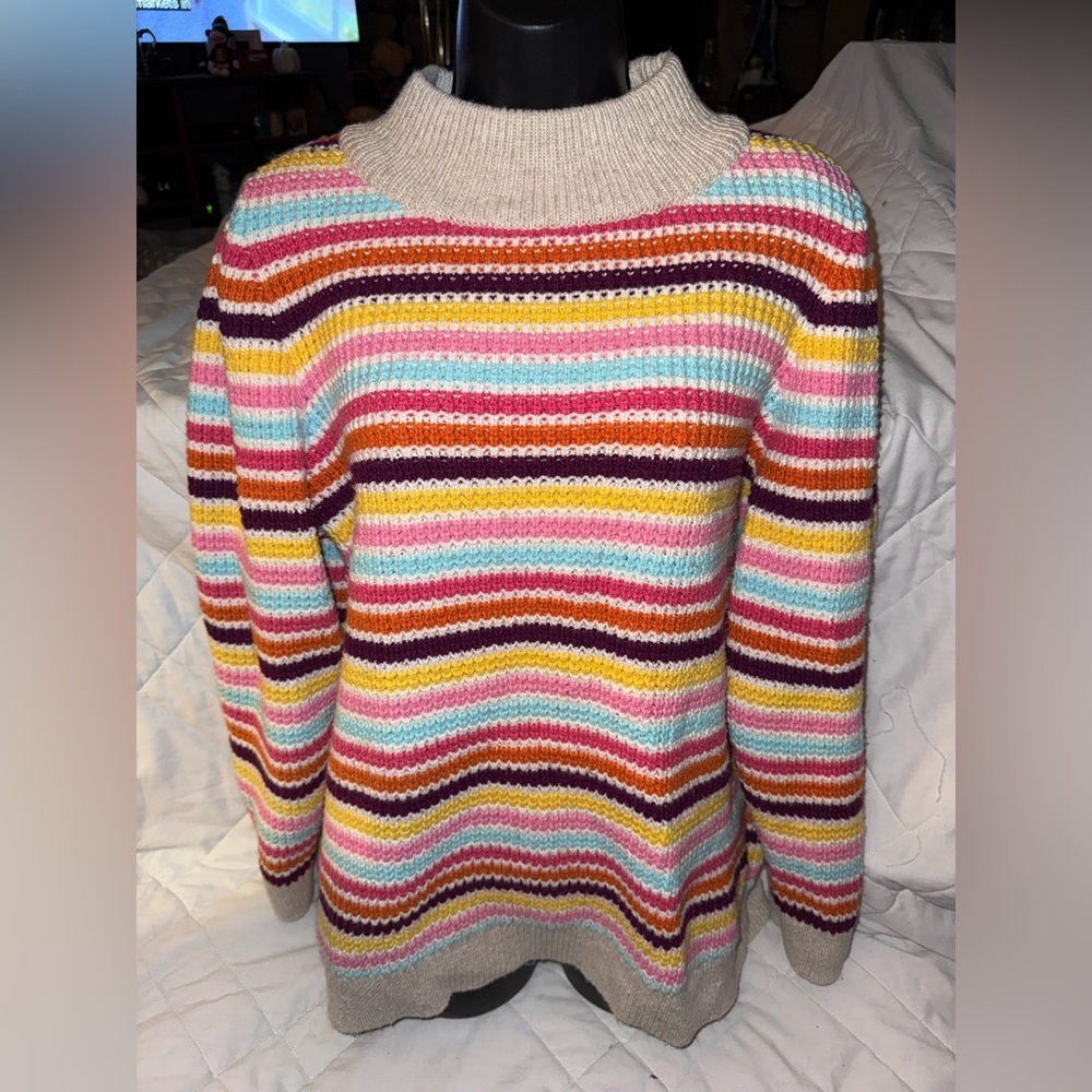 TALBOTS SOFT CABLE KNIT MOCKNECK SWEATER